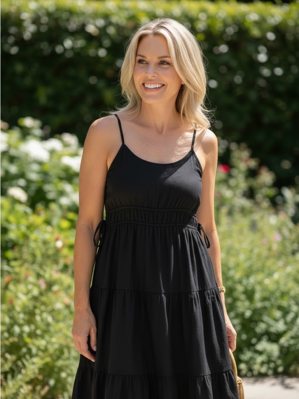 Universal Thread Black Casual Dress with Smocked Waist 085